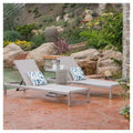 Cape Coral 3pc Mesh Patio Chaise Lounge Set with Aluminum Side Table - Gray - Christopher Knight Home: UV & Weather-Resistant Outdoor Seating