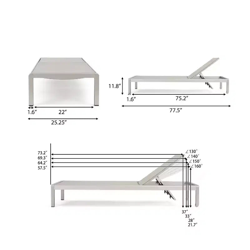 Cape Coral – Ensemble 3 pièces pour patio, chaises longues en filet avec table d'appoint en aluminium – Gris – Christopher Knight Home : Sièges extérieurs résistants aux UV et aux intempéries