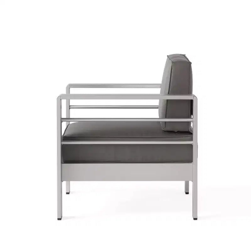 Ensemble de causeuse de patio 4 pièces en fonte d'aluminium Cape Coral avec coussins - Argent - Christopher Knight Home : Design moderne, résistant à l'eau