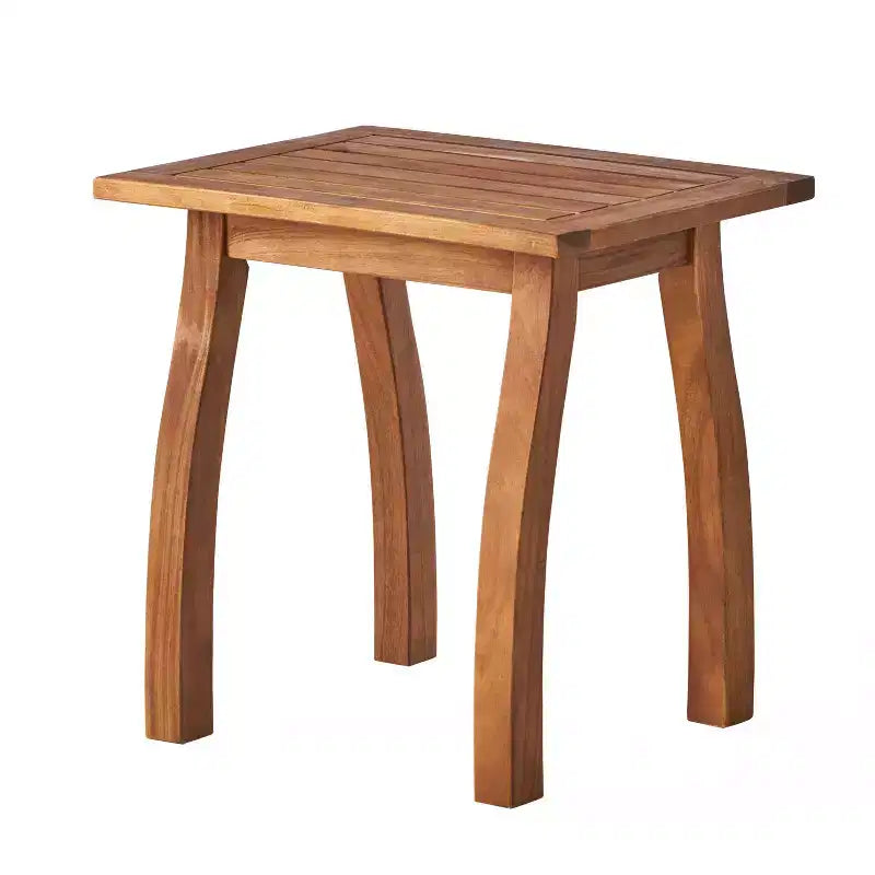 Ensemble de conversation d'extérieur Selma de 3 pièces Christopher Knight Home : 2 chaises berçantes en bois d'acacia avec coussins et 1 table d'appoint en acacia – Teck – Résistant aux intempéries