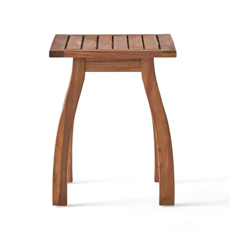 Ensemble de conversation d'extérieur Selma de 3 pièces Christopher Knight Home : 2 chaises berçantes en bois d'acacia avec coussins et 1 table d'appoint en acacia – Teck – Résistant aux intempéries