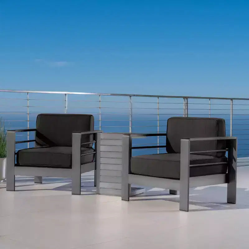 Christopher Knight Home Cape Coral 3pc Aluminum Chat Set Gray/Dark Gray