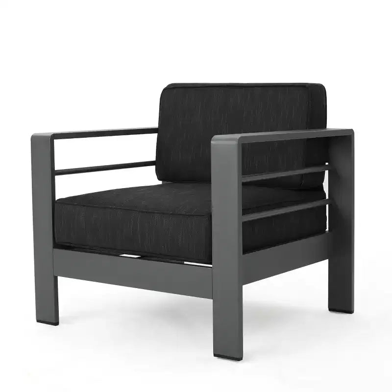 Christopher Knight Home Cape Coral Ensemble de conversation 3 pièces en aluminium gris/gris foncé