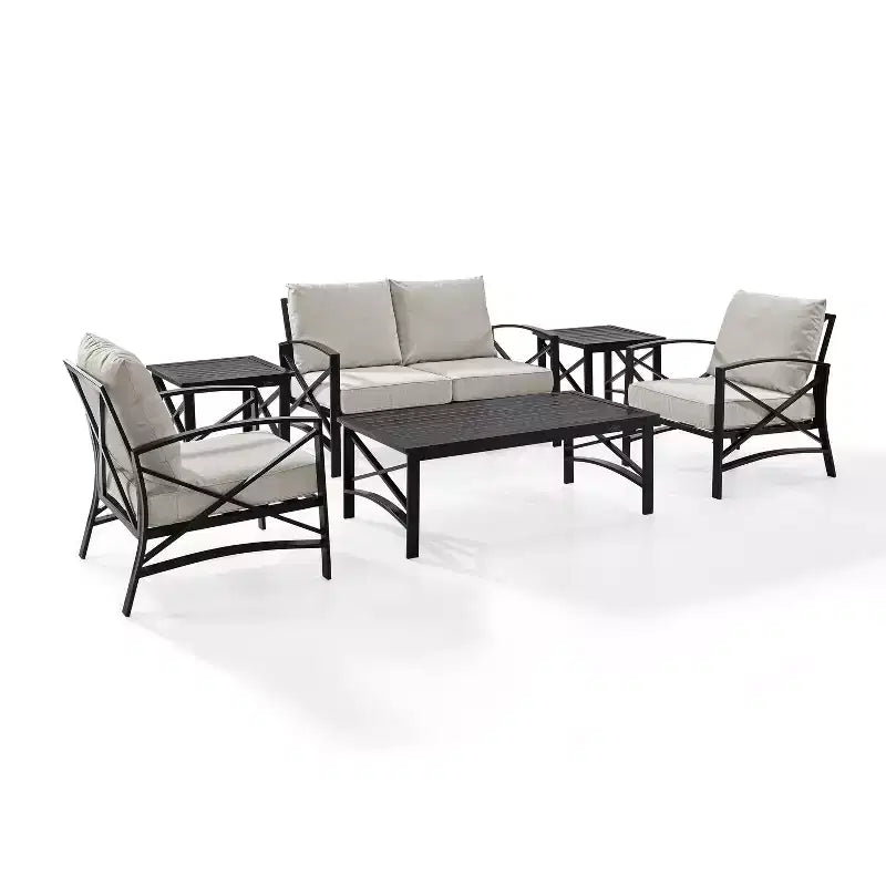 6pc Kaplan Outdoor Seating Set Oatmeal - Crosley