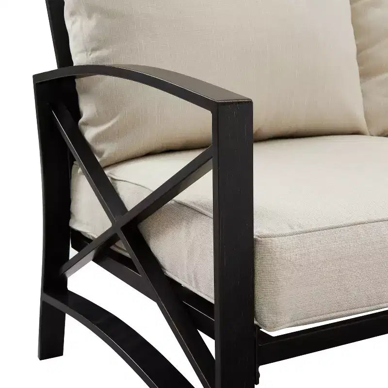Ensemble de canapé d'extérieur 3 pièces Kaplan avec canapé et 2 fauteuils - Avoine - Crosley