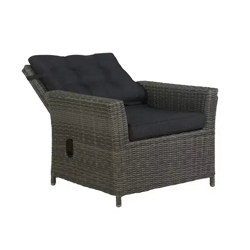 Fauteuil inclinable d'extérieur en osier Asti 2 pièces et pouf de 15 po pour patio – Gris – Alaterre Furniture : toutes saisons, aucun assemblage requis