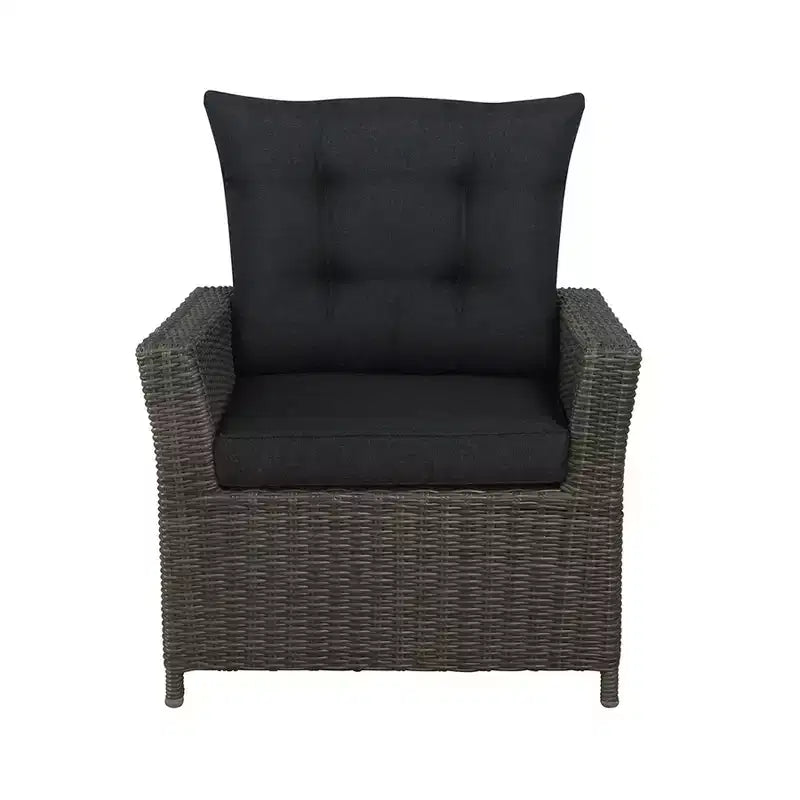 Fauteuil inclinable d'extérieur en osier Asti 2 pièces et pouf de 15 po pour patio – Gris – Alaterre Furniture : toutes saisons, aucun assemblage requis