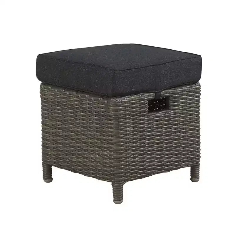 Fauteuil inclinable d'extérieur en osier Asti 2 pièces et pouf de 15 po pour patio – Gris – Alaterre Furniture : toutes saisons, aucun assemblage requis