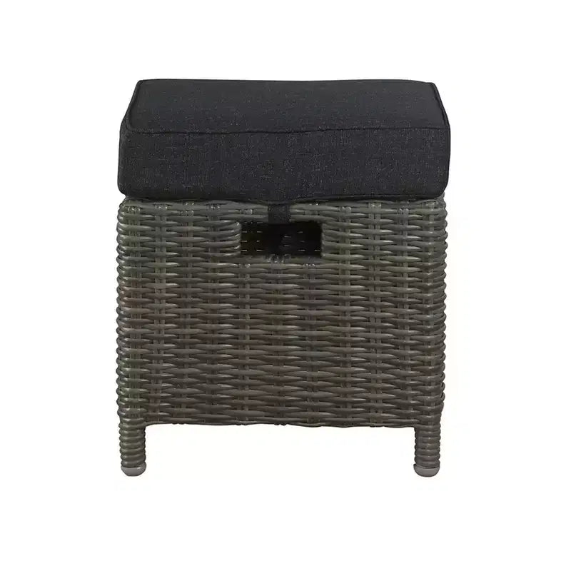 Fauteuil inclinable d'extérieur en osier Asti 2 pièces et pouf de 15 po pour patio – Gris – Alaterre Furniture : toutes saisons, aucun assemblage requis