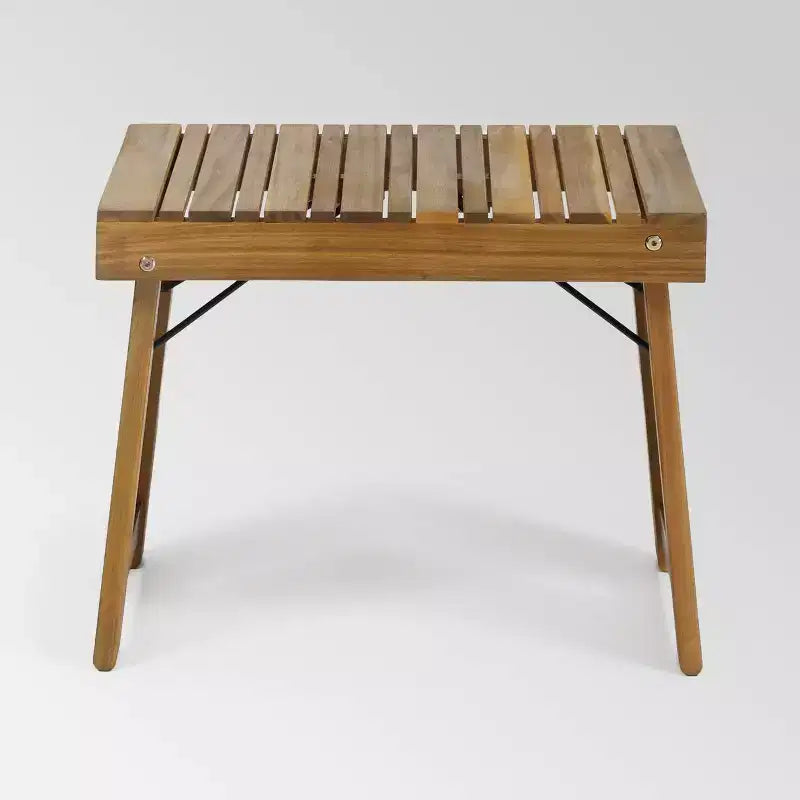 Ensemble de 3 chaises longues en bois d'acacia Ariana - Teck/Crème - Christopher Knight Home : Salon de jardin avec table d'appoint