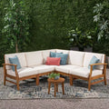 Perla 5pc Acacia Wood Sofa Set: Weather-Resistant Cushions, Christopher Knight Home