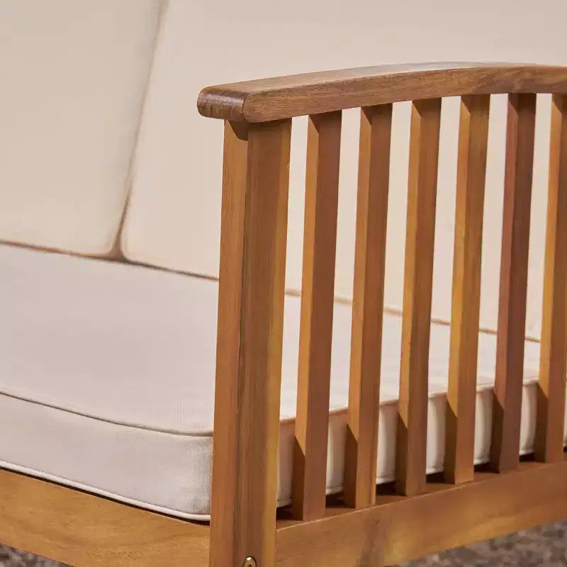 Ensemble 2 pièces canapé et table basse de patio en acacia Carolina Teak : Résistant aux intempéries avec coussins – Christopher Knight Home