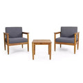 3pc Magnolia Patio Acacia Wood 2 Seater Chat Set - Teak/Dark Gray - Christopher Knight Home: Outdoor Conversation Furniture with Cushions