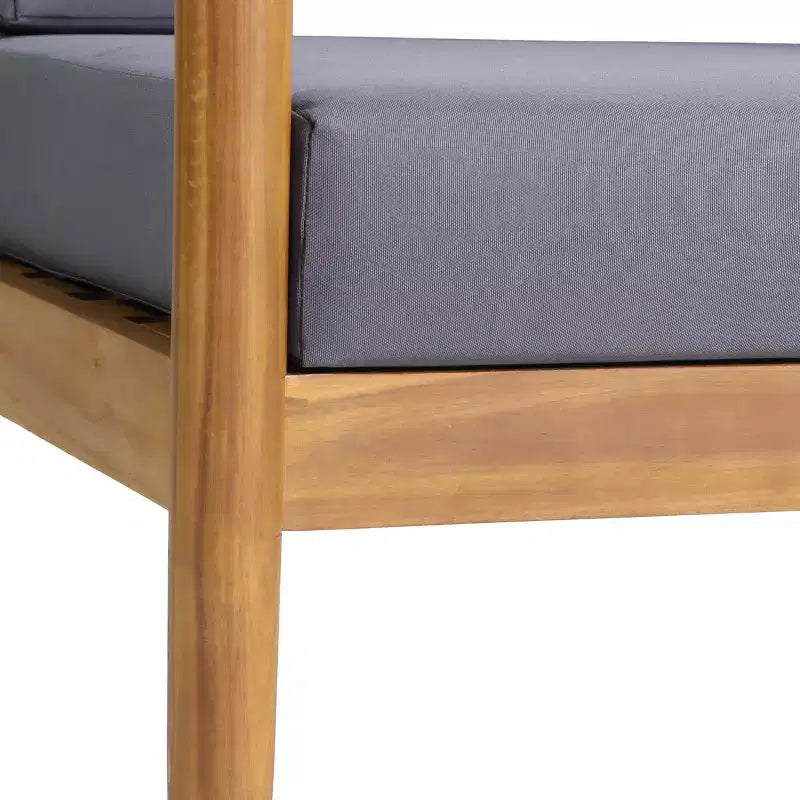 Ensemble de conversation de patio 2 places en bois d'acacia 3 pièces Magnolia - Teck/Gris foncé - Christopher Knight Home : Mobilier de conversation extérieur avec coussins