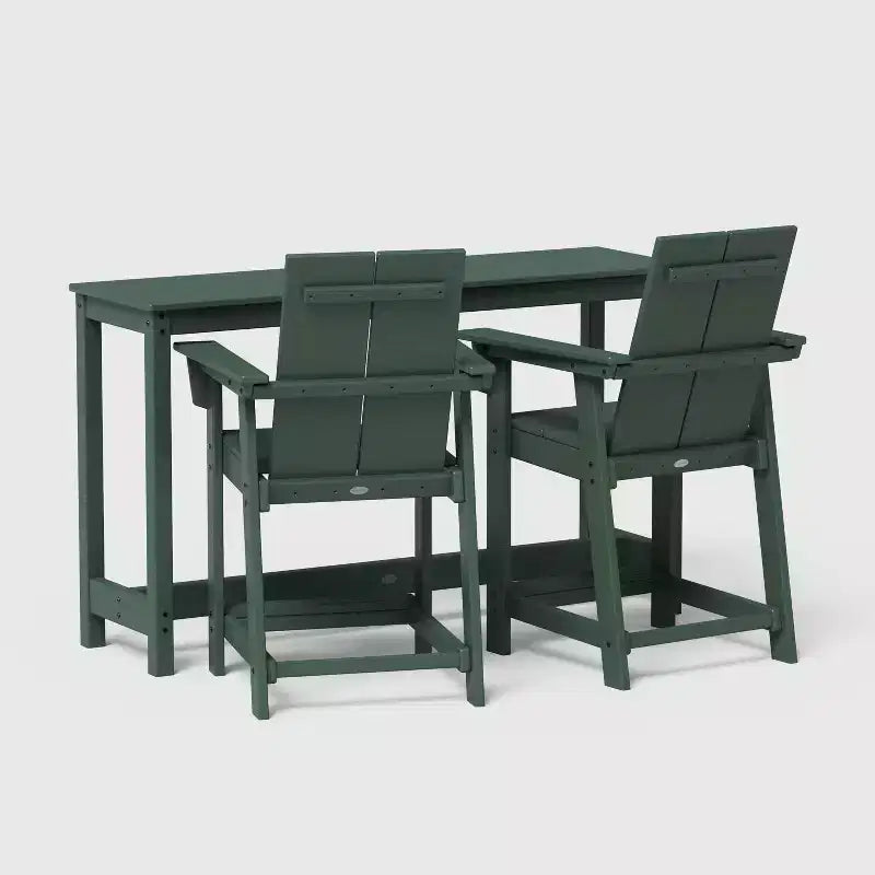 POLYWOOD Moore 3pc Balcony Counter Patio Seating Set Green