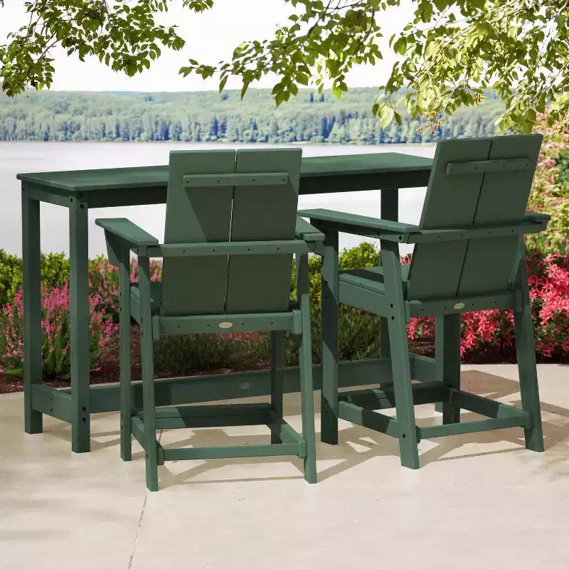 Ensemble de 3 sièges de comptoir de balcon de terrasse POLYWOOD Moore vert