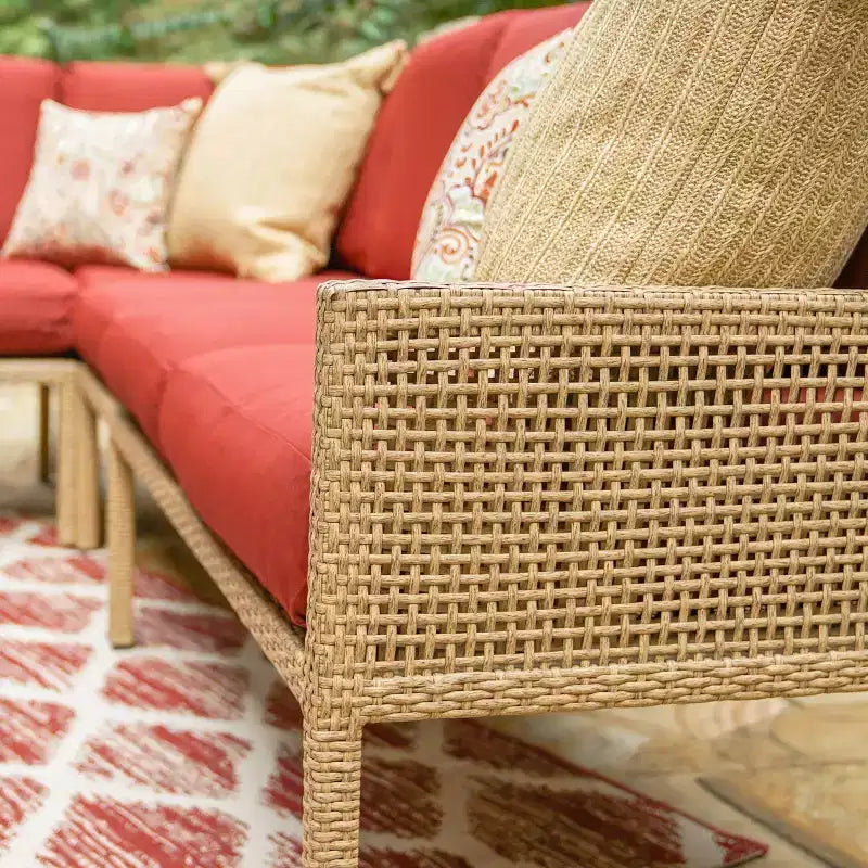 Sectionnel en osier Riviera 5 pièces Leisure Made en tissu rouge