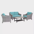Leisure Made Marietta 4pc Wicker Seating in Spa Blue Fabric