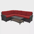 Leisure Made Jackson 5pc Wicker Sectional in Red Fabric