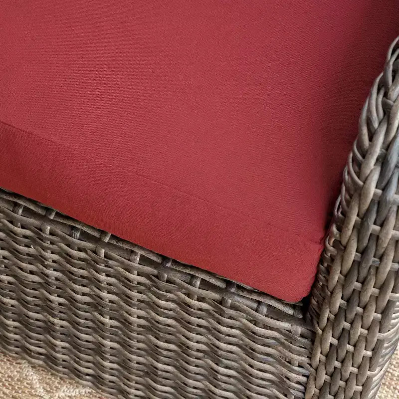 Canapé d'angle en osier Leisure Made Jackson 5 pièces avec tissu rouge