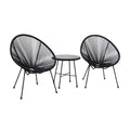 Sassio 3pc Hand-Woven Conversation Patio Set - Black - DUKAP
