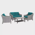 Leisure Made Marietta 4pc Wicker Seating in Peacock Fabric