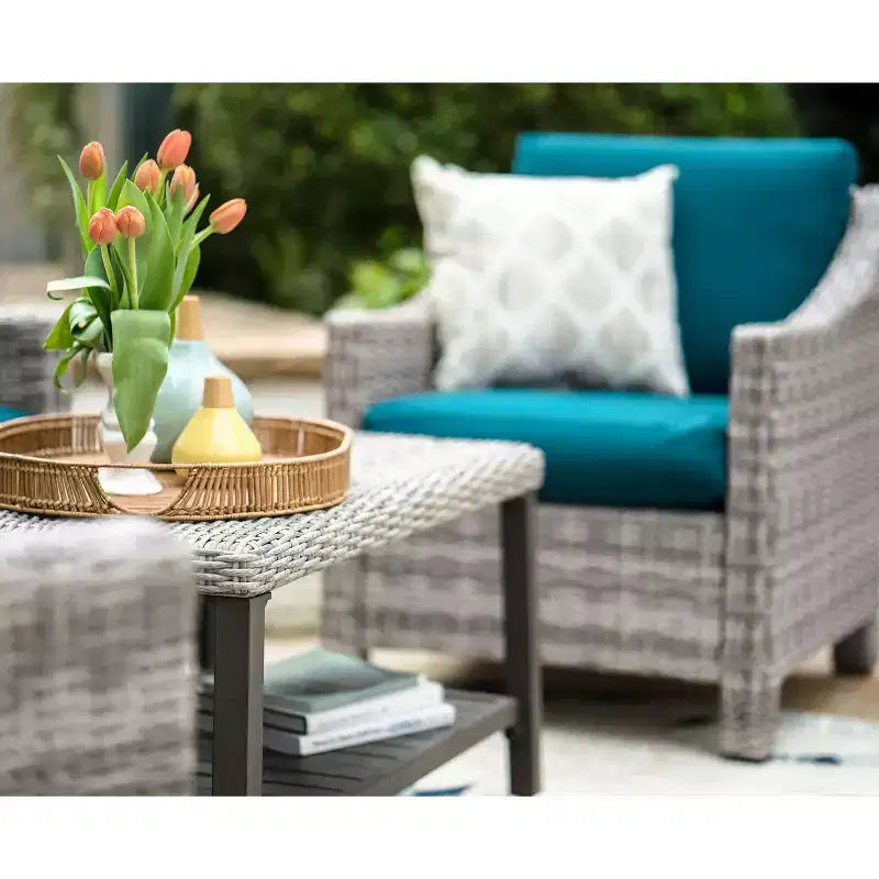 Ensemble de 4 fauteuils en osier Leisure Made Marietta avec tissu Peacock