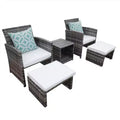 Sunsitt 5pc Outdoor Conversation Chair and Ottoman Set with Coffee Table White
