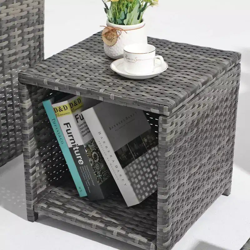 Sunsitt Ensemble de 5 fauteuils de conversation d'extérieur et poufs avec table basse blanc