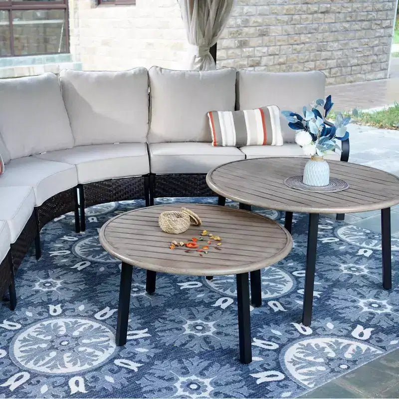 Captiva Designs Ensemble de conversation d'extérieur incurvé demi-lune 8 pièces 6 places avec tables basses