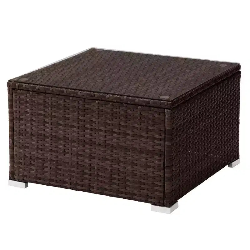 Ensemble de mobilier de jardin 3 pièces en rotin Pure Garden avec ottomane sectionnelle et table, couleur marron