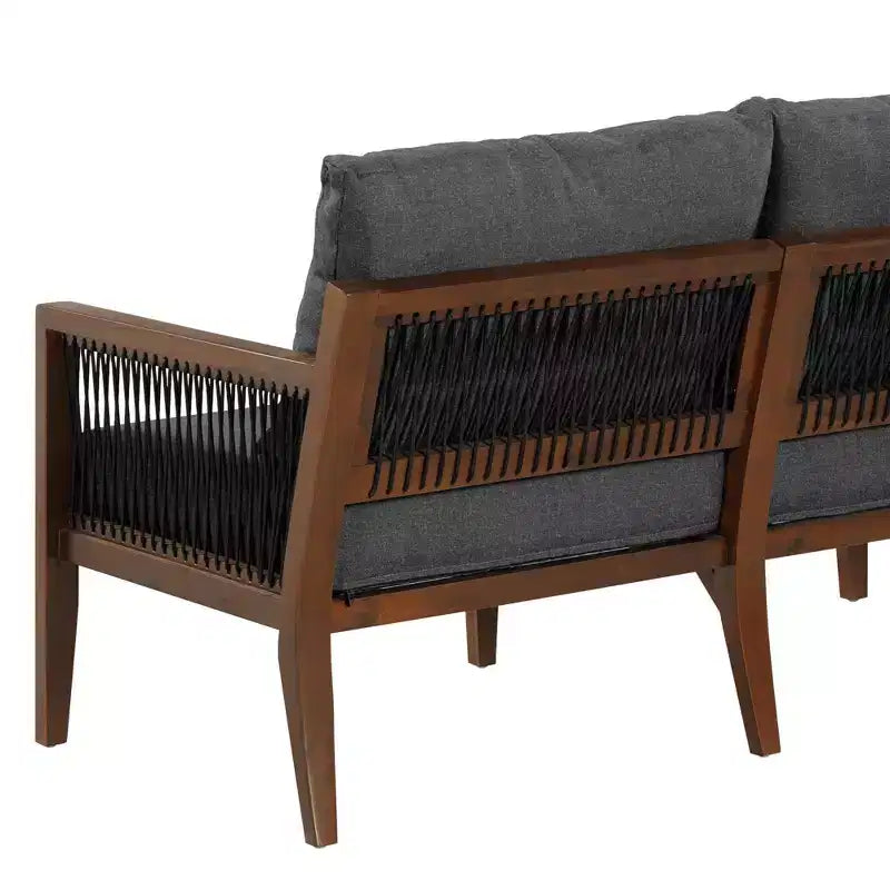 Nathan James Freya Ensemble de conversation de patio 3 pièces en bois, style bohème, gris foncé