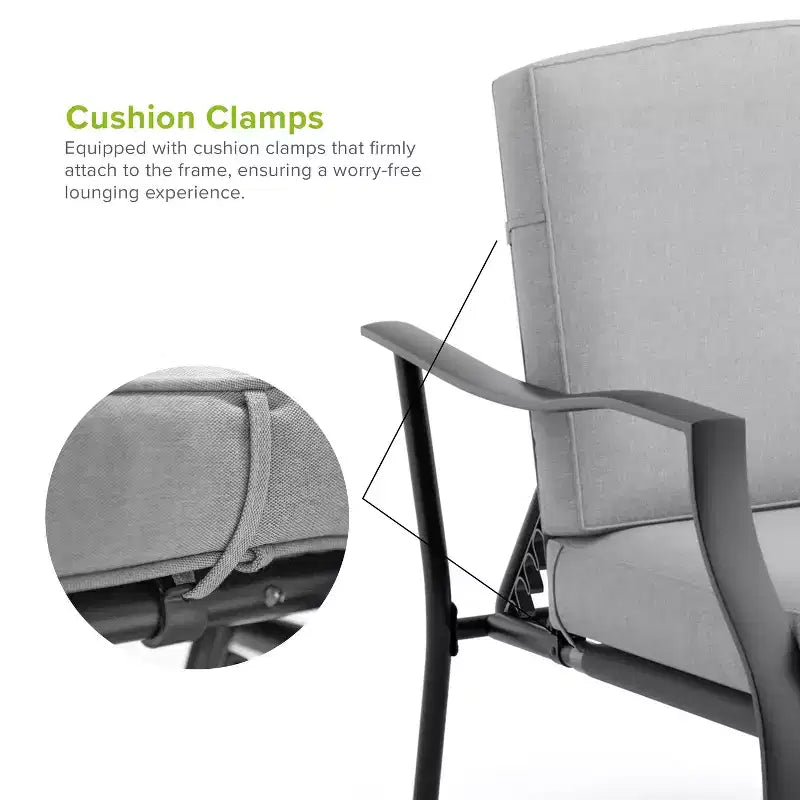 Greemotion Ensemble de mobilier de conversation d'extérieur 4 pièces en acier Palma avec sièges inclinables, gris : Revêtement par poudre, résistant aux UV et aux intempéries