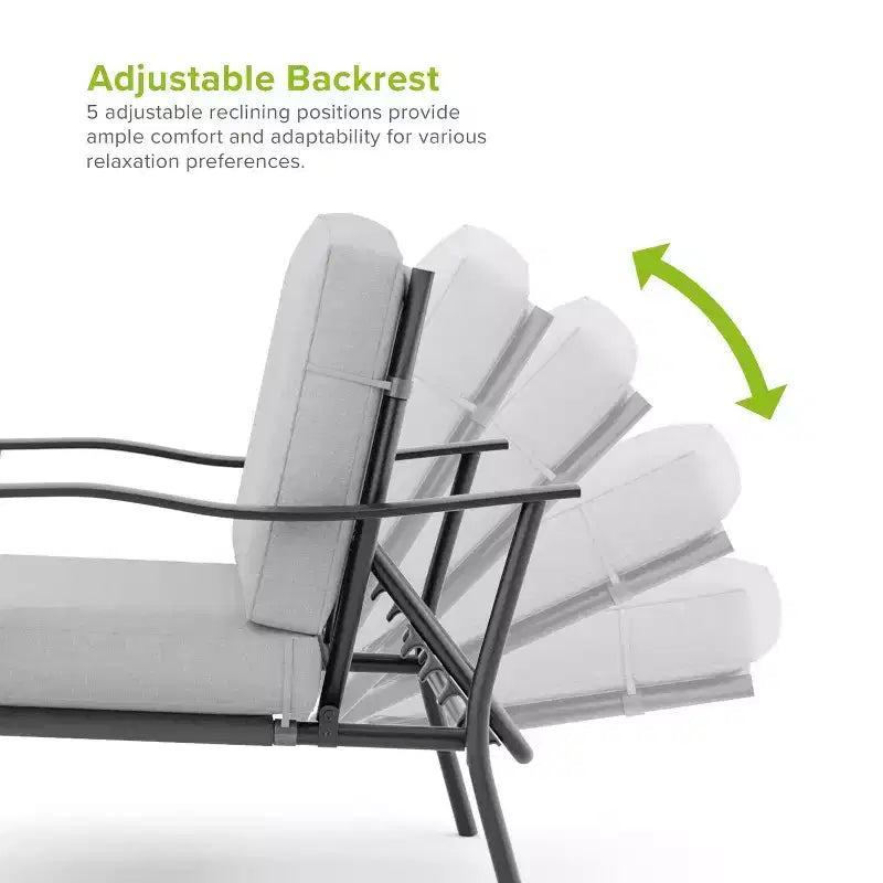 Greemotion Ensemble de mobilier de conversation d'extérieur 4 pièces en acier Palma avec sièges inclinables, gris : Revêtement par poudre, résistant aux UV et aux intempéries