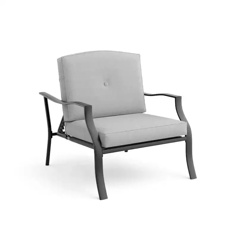 Greemotion Ensemble de mobilier de conversation d'extérieur 4 pièces en acier Palma avec sièges inclinables, gris : Revêtement par poudre, résistant aux UV et aux intempéries
