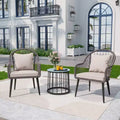 3pc Conversation Set with Chairs, Cushions & Table - Captiva Designs: Modern Patio Seating, Water & Rust-Resistant, Steel Frame