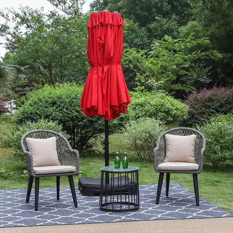 Ensemble de conversation 3 pièces avec chaises, coussins et table - Captiva Designs : Salon de jardin moderne, résistant à l'eau et à la rouille, cadre en acier