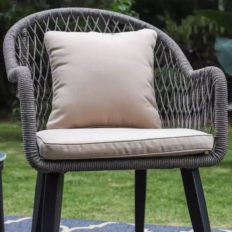 Ensemble de conversation 3 pièces avec chaises, coussins et table - Captiva Designs : Salon de jardin moderne, résistant à l'eau et à la rouille, cadre en acier