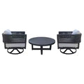 International Concepts 3pc Woven Abaca Rope Outdoor Patio Conversation Furniture Sets with Coffee Table & 2 Swivel Chairs: Aluminum Frame
