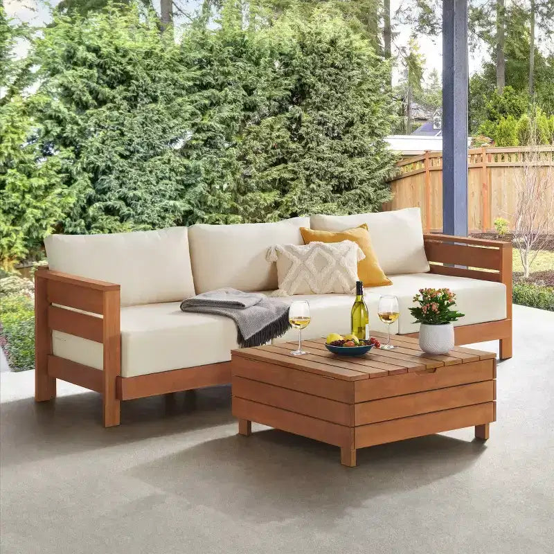 Alaterre Furniture 2pc Barton Outdoor Patio Weather Resistant Furniture Set with Couch & Lift Top Coffee