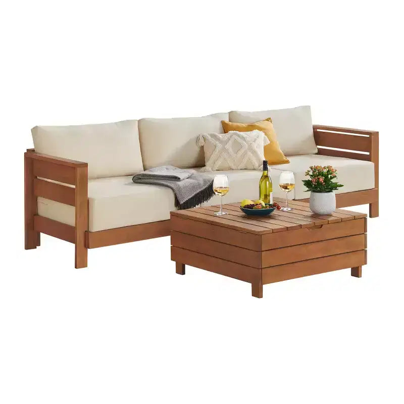 Ensemble de meubles d'extérieur 2 pièces Barton d'Alaterre Furniture avec canapé et table basse relevable, résistant aux intempéries