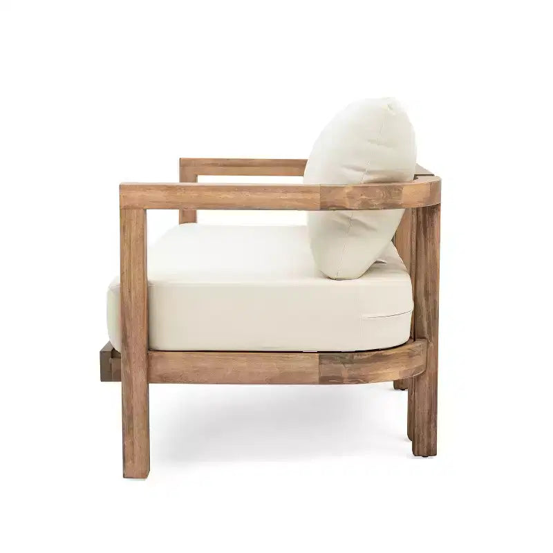 Christopher Knight Home Wendy Canapé deux places d'extérieur en acacia et table basse avec coussins marron/beige