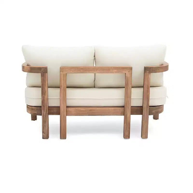 Christopher Knight Home Wendy Canapé deux places d'extérieur en acacia et table basse avec coussins marron/beige
