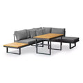 Greemotion 2pc San Jose Outdoor Metal Furniture Set: Aluminum Frame, Acacia Wood, Polyester Cushions