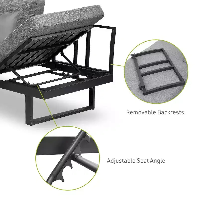 Ensemble de mobilier de jardin 2 pièces Greemotion San Jose : Structure en aluminium, bois d'acacia, coussins en polyester