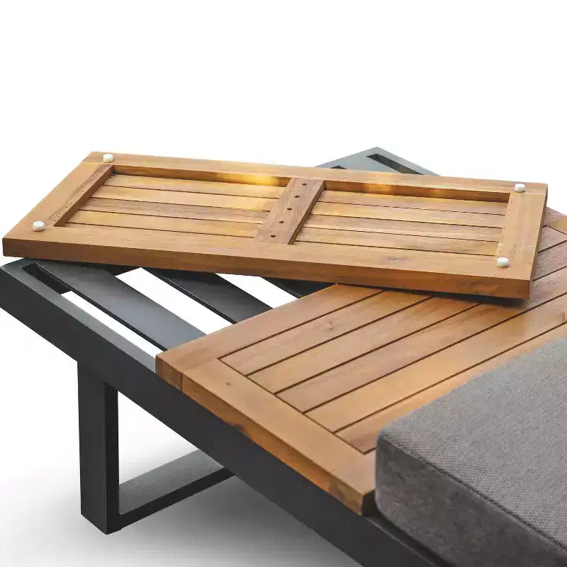 Ensemble de mobilier de jardin 2 pièces Greemotion San Jose : Structure en aluminium, bois d'acacia, coussins en polyester