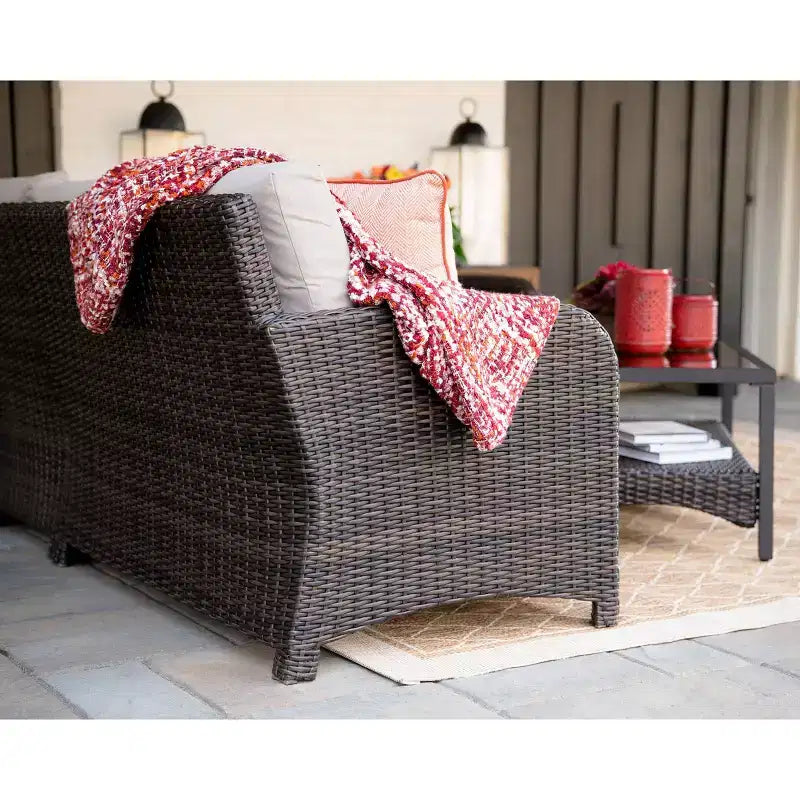 Ensemble sectionnel en osier 5 pièces Jackson de Leisure Made en tissu marron clair