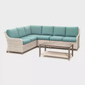 Leisure Made Hampton 5pc Wicker Sectional in Spa Blue Fabric