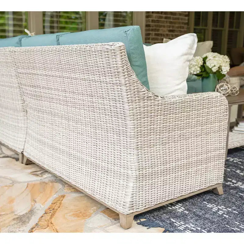 Sectionnel 5 pièces en osier Hampton de Leisure Made en tissu bleu lagon