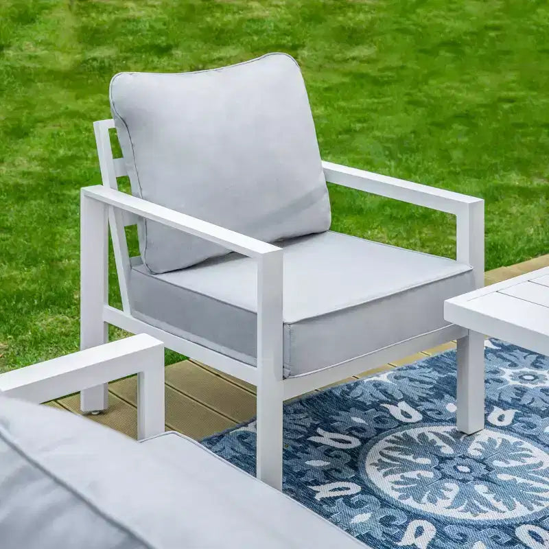 Captiva Designs Ensemble de conversation de patio extérieur moderne en aluminium 6 pièces avec table basse